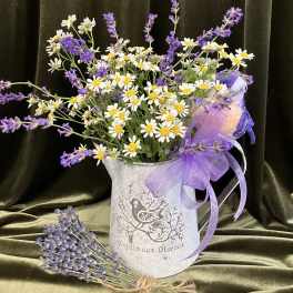 Tin Pitcher with Lavender