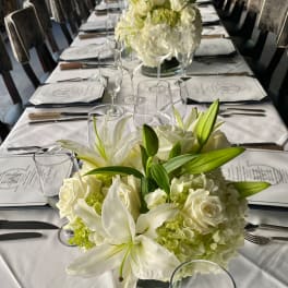 White centrepiece for Mastsos Ocean Club Party