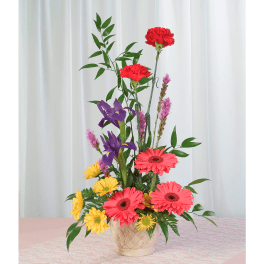 LIATRIS & GERBERS IN BEAUIFULLY ARRANGED