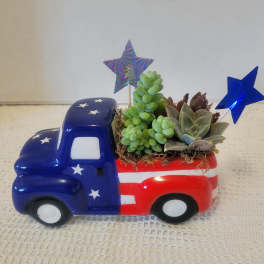 Petite Ceramic Fourth of July Truck
