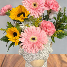 Highland cow flower arrangement