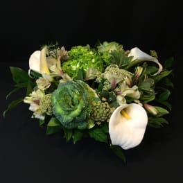 Pure White Modern Centerpiece in Rectangular Glass Vase