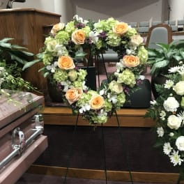 Sympathy Heart on Easel, Standard Size with Premium Flowers