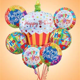 Happy Birthday Cupcake Mylar Bundle