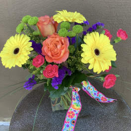 Happy in a vase
