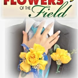 Yellow rose corsages and boutonnieres with blue ribbon accents
