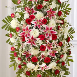 Red Rose And Lily Standing Spray