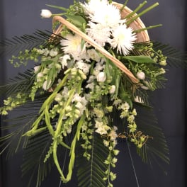 All White Basket Standing Spray