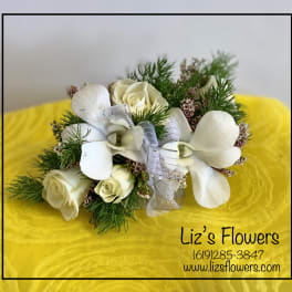 White Rose and Orchid Corsage