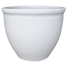 White ceramic planter pot with a wide rim