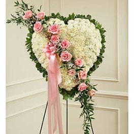 White Heart with Pink Rose Break