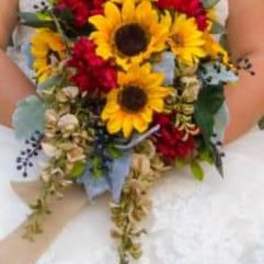 Sunflower Cascade Wedding Bouquet