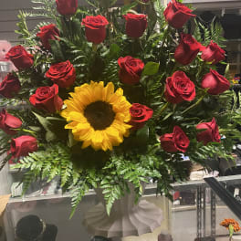 Roses and sunflower