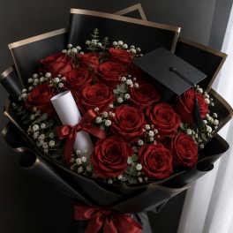 Midnight Rose Graduation Bouquet