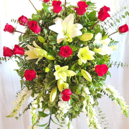 Lily and Rose Tribute Spray by Teleflora