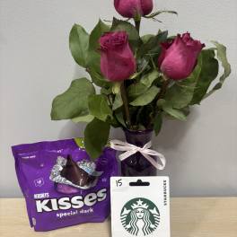 Purple Roses & Starbucks Trio