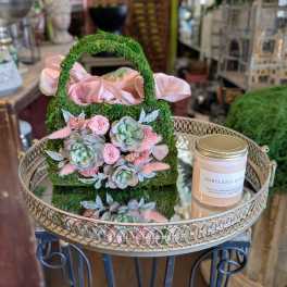 Bijou- Faux and Preserved Botanical With A Portland Rose Candle