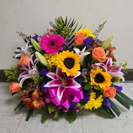 VIBRANT EMBRACE CEMETERY CENTERPIECE