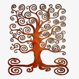 Decorative metal tree wall art with curling branches