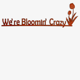 Orange floral logo reading "We're Bloomin Crazy"