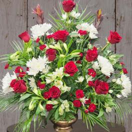 Traditional Funeral Urn Red & White