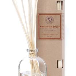 Glass reed diffuser bottle with a cardboard box