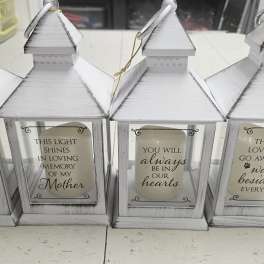 White Metal Lantern 10" high x 4" wide