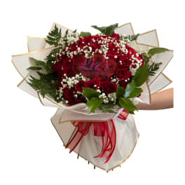 50 Beautiful Roses bouquet wrapped