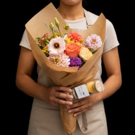 Sweet Blooms & Bites Bundle (No Vase)-Seasonal Blooms