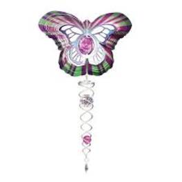Butterfly-shaped foil balloon with a hanging spiral tail