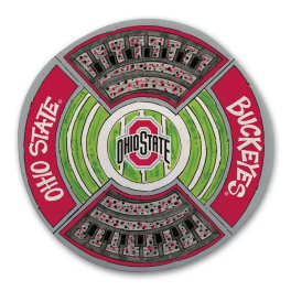 Ohio State Buckeyes round decorative sign with a stadium design