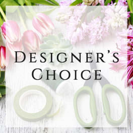 Designer’s choice floral arrangement with pink and white flowers