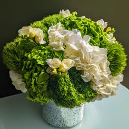 Lush Green and White Hydrangea Pave