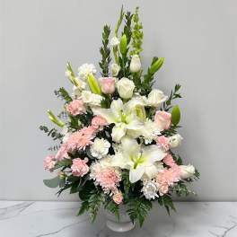 Pink and White Sympathy Arrangement