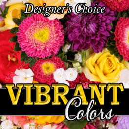 Bright mixed bouquet with pink, yellow, red, and purple flowers