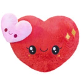 Plush red heart with a small pink heart face accent