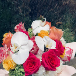 Rose orchid arrangment