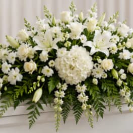 All White Casket Spray