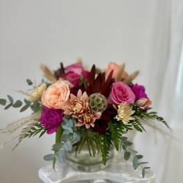 Peachy Burgundy Perfection by Westford Florist Art by Veny