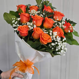 Wrap- Classic Orange Dozen Roses
