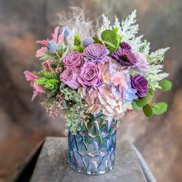 Astoria- A Preserved, Sola Wood Flower, And Artificial Permanent Arrangement