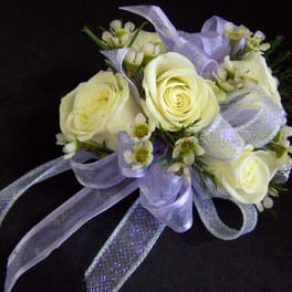 All White Wristlett Corsage