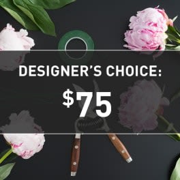 Designer’s choice floral arrangement with pink peonies and greenery