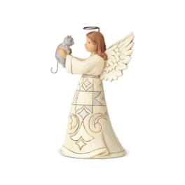 Angel figurine holding a small cat