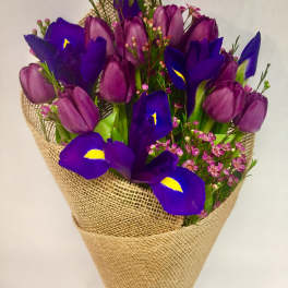 Midnight Iris & Amethyst Tulip Bouquet