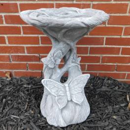 LARGE BUTTERFLY BIRDBATH Cement Birdbath