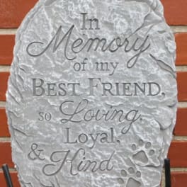 Statue and stone BEST Friend with paw print cement