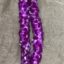 Double Purple Dendrobium Orchid Lei
