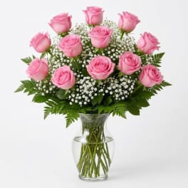 Dozen Stemmed Roses - Pink