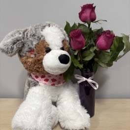 Purple Roses & Kisses Puppy